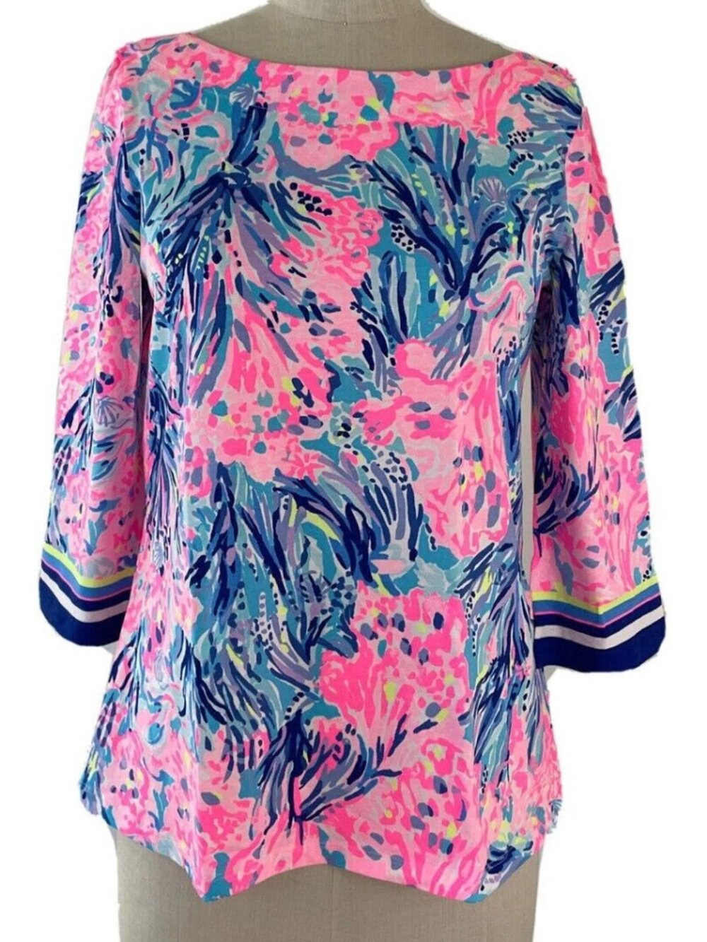 NWOT Lilly Pulitzer Waverly Fan Sea Pants Sz L Periwinkle Purple Top Tee 3/4 NEW